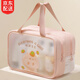 fancyfree可愛(ài)卡通洗漱包旅行便攜大容量洗漱用品化妝品收納包磨砂手提袋子 大號雙層粉色
