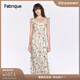 Fabrique【郁花園】小飛袖印花連衣裙女夏季新款 草綠 M
