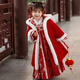 安妮優(yōu)兒（Anneyol）拜年服女童漢服冬季兒童新年唐裝2025新款國風(fēng)冬裝加厚喜慶過(guò)年服 套裝【裙子+外套】 130