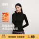 森馬（Semir）長(cháng)袖T恤女半高領(lǐng)緊身冬季2025發(fā)熱抓絨木耳邊打底衫109725101013