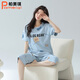 帕美琪睡衣女夏季純棉短袖圓領(lǐng)甜美寬松家居服青年簡(jiǎn)約七分褲套裝可外穿 7211 XL (170) 120-140斤