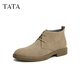 他她（TATA）男士靴耐磨舒適復古時(shí)尚沙漠靴加絨皮翻毛男靴休閑皮鞋VVX03DD2 駝色 41