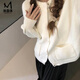 漫蔻依秋冬溫柔甜美毛衣外套女2026新款日系復古慵懶寬松軟糯針織開(kāi)衫 米白 M