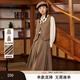 紫涵（ZIHAN）紫涵英倫學院風復古馬甲背心中長款百褶裙兩件套裝女秋季 咖色 L