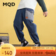 馬騎頓（MQD）男童秋季新品學(xué)院風(fēng)休閑百搭水洗錐形褲牛仔褲 中牛仔藍 140