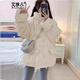 艾珠兒（Aizhuer）短款羽絨棉服女2026新款韓版寬松牛角扣棉衣面包服秋冬季厚外套女 米白色 M