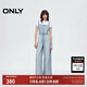 ONLY2025秋季新款做舊水洗寬松闊腿褲長褲背帶牛仔褲女|125164004 J32 洗水牛仔藍 XS XS標準褲長