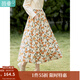 茵曼（INMAN）2025春秋女新款田園復(fù)古印花彈力松緊腰遮肉A字半身裙18314120 黃綠色 S