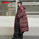 鴨鴨（YAYA）25年冬季新款休閑加厚連帽女款時尚百搭高充絨長款羽絨服外套 漿果紅 M 115-140斤