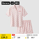 蕉內絲絲5系女士睡衣夏季冰絲涼感印花短袖短褲家居服套裝 躺躺豬-鳶粉 L