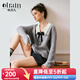 Olrain歐芮兒灰色翻領毛衣女裝秋季法式學院風套頭衫 灰色 M