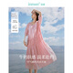 茵曼（INMAN）萊賽爾絲光連衣裙2025夏女裝新款U領氣質(zhì)小個子顯瘦長裙子 洛可可粉 S