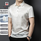 AEMAPE美國蘋(píng)果91.7%桑蠶絲高端短袖t恤翻領(lǐng)POLO衫夏季男士上衣爸爸裝 白色 L （175）建議120-145斤