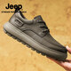 Jeep吉普休閑皮鞋男秋冬新款軟底真皮商務(wù)正裝鞋英倫風(fēng)厚底爸爸休閑鞋 卡其【牛皮鞋面】 標準運動(dòng)鞋碼 41