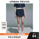 UR2025夏季新款女裝復(fù)古休閑腰帶飾裙褲牛仔短褲UYY850121 藍(lán)色 28