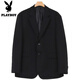 花花公子學(xué)生西服套裝男寬松休閑黑色大學(xué)生小西裝韓版商務(wù)正裝輕熟三件套 西服(單件) 2XL