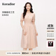 珂萊蒂爾【玫瑰裙】2025夏季新款優(yōu)雅蕾絲花紋短袖連衣裙女修身裙 淡橙紅 L