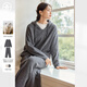 對白【AN大碼系列】慵懶連帽針織毛衣套裝冬季微胖mm茶系穿搭一整套 碳灰色 XL 建議體重135-145