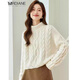 Mrdiane wei保暖毛衣女針織衫寬松冬裝時(shí)尚百搭打底衫上衣 米白 均碼 