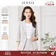 JESSIE氣質(zhì)翻駁領(lǐng)修身七分袖西裝外套女春夏新款 灰色 L