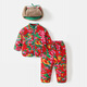 贏(yíng)一貝（Yingyibei）嬰幼兒東北大花套裝寶寶冬季棉服女童拜年衣服小兒童過(guò)年棉襖棉褲   棕毛款男款+帽 90