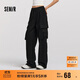 森馬（Semir）休閑褲女冬加絨寬松拖地闊腿褲拽姐松弛感炸街工裝褲101724127018
