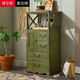 美式鄉村實(shí)木斗柜簡(jiǎn)約現代客廳柜復古儲物多層收納柜臥室邊柜整裝 復古綠 【鏤空款】