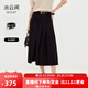 水云間學(xué)院風(fēng)黑色百褶裙女miu系a字半身裙子中長款壓褶裙2025秋款 黑色 2XL