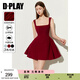 DPLAY2025年夏季新款紅色連衣裙女修身顯瘦禮服裙子性感吊帶裙短裙爆款 果醬紅 S
