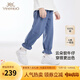 英氏【商場(chǎng)同款】?jī)和Ｗ醒澕兠夼澴哟合陌俅铋L(zhǎng)褲 中牛仔藍(lán) 90 cm【推薦身高78-90cm】
