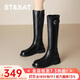 星期六女靴長靴2025冬季新款百搭長筒騎士靴瘦瘦靴SSD4117C89 黑色 38