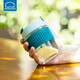 樂(lè )扣樂(lè )扣（LOCK&LOCK）咖啡杯耐熱玻璃水杯子男女學(xué)生便攜式雙飲吸管杯隨手杯350ML綠色