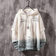 gxmy漸變色連帽衛衣男春秋季帥氣外套學(xué)生寬松百搭假兩件青少年長(cháng)袖男 白色 常規 XL 【120-140斤】