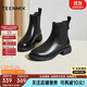 天美意短靴加絨女切爾西靴保暖女靴子 黑色【累計銷(xiāo)量10萬(wàn)+】 36