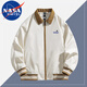 NASA MARVEL外套男春秋飛行夾克潮牌寬松翻領(lǐng)休閑棒球服百搭情侶款 米白 XL