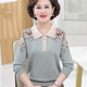 啄木鳥(niǎo)（TUCANO）中年媽媽秋裝長(cháng)袖針織小衫繡花上衣新款薄中老年女春秋洋氣打底衫 霧霾藍 2XL (建議105-120斤)