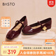 百思圖【喬欣同款】莫奈花園法式瑪麗珍M3173AQ5紅色 37