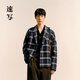 速寫(xiě)男裝秋冬新款短款雙排扣休閑西服格紋復古時(shí)尚設計感外套潮 947紅綠系組合 M