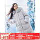 LAGOGO【三防】長(zhǎng)款羽絨服女拉谷谷2024年冬季新款連帽有毛領(lǐng)外套 淺藍(lán)色 S
