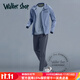 Walker Shop品牌運動(dòng)套裝男新款健身跑步速干衣外套休閑戶(hù)外登山騎行訓練服 藍灰運動(dòng)三件套【速干透氣】 2XL【建議160-180斤】