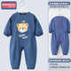 babyjianle寶寶爬爬服連體罩衣爬行服嬰兒一體護衣兒童全身戶(hù)外防臟哈服秋冬 貝藍熊連體【可開(kāi)襠】 90碼【建議身高70-85cm】
