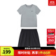 安德瑪（Under Armour）兒童夏季運動(dòng)套裝夏款短褲短袖套裝男大童短袖梭織短褲套裝 淺灰T黑短褲 150
