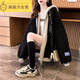 細熙開衫連帽衛(wèi)衣外套女寬松韓版學生裝2022秋冬新款假兩件羊羔毛外 黑色 均碼