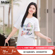 MsShe【天絲棉閃粉彩色字母印花短袖T恤】大碼女裝2025款夏裝胖mm 純白色現貨 3XL