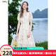 百圖betu女裝2025夏季新款短袖連衣裙重工刺繡文藝連衣裙裙子2507T67 杏色 M