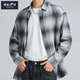 增致牛仔男裝襯衫棉質(zhì)舒適新品長(cháng)袖格子秋冬時(shí)尚百搭休閑帥氣翻領(lǐng)襯衣 灰格 L