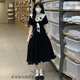 紫蒙連衣裙夏季2024新款法式長(cháng)裙學(xué)生少女高中初中生女生衣服裙子夏天 時(shí)尚韓版黑色 均碼（可備注碼數）
