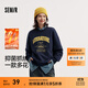 森馬（Semir）衛衣女設計感圖案oversize發(fā)熱抑菌冬繡花抓絨上衣慵懶學(xué)院風(fēng) 中國藍80544（特寬松款介意可拍小一碼） M