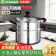 OCMOGO日本品牌316不銹鋼湯鍋家用特厚電磁爐煲湯煮粥鍋奶瓶消毒鍋燃氣 防燙柄/316湯鍋內徑+蒸籠 28cm