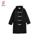 緣夢(mèng)韻牛角扣黑色毛呢大衣女秋冬2025新款中長(cháng)款小個(gè)子連帽呢子外套加厚 黑色 2XL